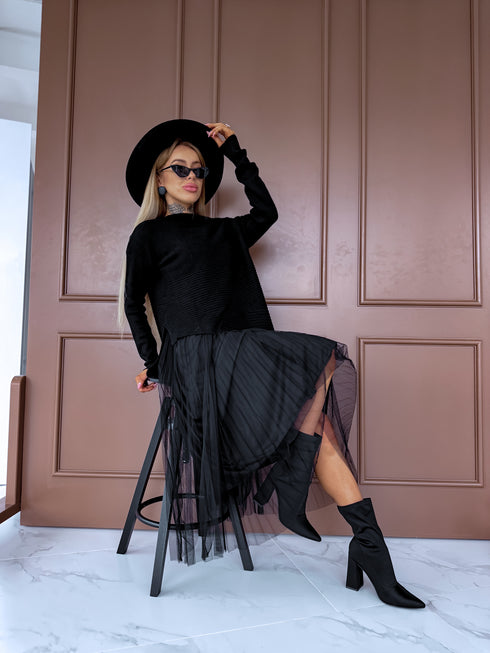 "EMMA 3220" set - dress + jumper - black